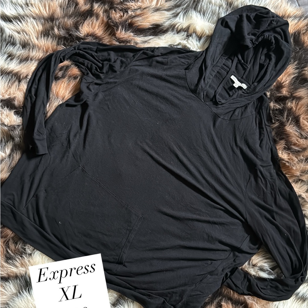 Express Women's Black Hooded Top